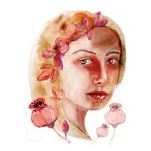 Retrato en otoño. Pintura em aquarela projeto de Gloria Bass - 22.09.2020