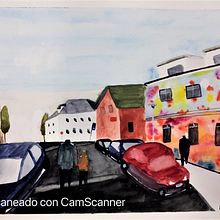 Mi Proyecto del curso: Paisajes urbanos en acuarela. Un proyecto de Arte urbano, Paisajismo, Pintura y Pintura a la acuarela de Eva Gruss - 23.09.2020