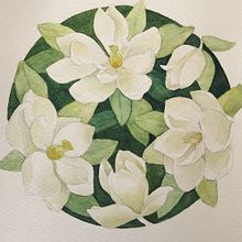 Magnolias in « negative watercolor » Ein Projekt aus dem Bereich Aquarellmalerei von Magalie Roy - 23.09.2020