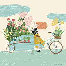 Gif Vendedora de Flores. Traditional illustration project by Núria Ventura - 09.24.2020