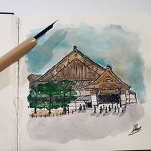 Templo Japonés (urban sketching). Un progetto di Street Art, Illustrazione con inchiostro, Pittura ad acquerello e Sketchbook di Paula de Tierra - 25.09.2020