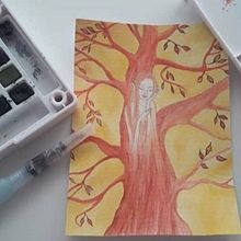 Driada en árbol (acuarela). Un progetto di Pittura ad acquerello di Paula de Tierra - 25.09.2020