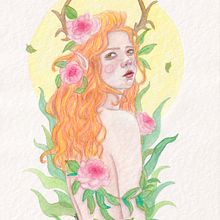 "Espíritu del Bosque". Fine Arts, Artistic Drawing, Portrait Drawing, Traditional illustration, and Watercolor Painting project by jesica_iturria - 09.25.2020