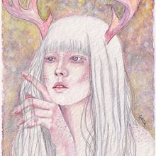 "Espíritu del Bosque 2". Fine Arts, Artistic Drawing, Portrait Drawing, Traditional illustration, and Watercolor Painting project by jesica_iturria - 09.25.2020