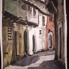 Watercolor shadows lane. Ein Projekt aus dem Bereich Aquarellmalerei von aeonsleo - 26.09.2020