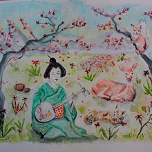 Geisha y fans. Un proyecto de Pintura a la acuarela de Zaida Olvera - 26.09.2020