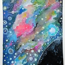 Cositas en la galaxia. Watercolor Painting project by Maria Lujan - 09.29.2020