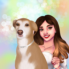 Retrato de chica con su perro. Portrait Drawing, and Digital Drawing project by Marta A - 09.30.2020