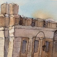My project in Architectural Sketching with Watercolor and Ink course. Architectural Illustration, and Watercolor Painting project by Tina Ross - 09.30.2020