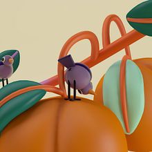 birds and fruits. 3D project by Tati Astua - 10.02.2020