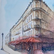 My project in Architectural Sketching with Watercolor and Ink course. Watercolor Painting project by thibault_drillon_1 - 10.02.2020