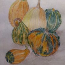Calabazas. Dibujo realizado con lápices de colores. Un proyecto de Dibujo, Dibujo realista, Ilustración tradicional y Sketchbook de Mariana Fernández Lozano - 21.10.2020