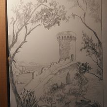 Castillo. Dibujo realizado con lápices Faber Castell . Un progetto di Bozzetti, Disegno a matita, Disegno realistico e Sketchbook di Mariana Fernández Lozano - 21.10.2020