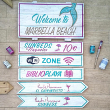 Señalética Playa: Marbella Beach. Un proyecto de Pintura acrílica y Señalética de Rosa Valderrama - 10.05.2019