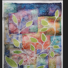 Folhas sobre galáxias. Fine Arts, Artistic Drawing, Traditional illustration, and Watercolor Painting project by Sandra Menezes - 10.04.2020