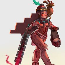 Guerrera Azteca. Un proyecto de Diseño de personajes, Ilustración tradicional e Ilustración digital de Rodrigo Rivas (Ruiveran) - 05.10.2020