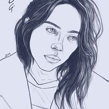 Billie Eilish. Creativit, Drawing, Portrait Drawing, Digital Drawing, Realistic Drawing, Traditional illustration, and Digital Illustration project by Paula Guillén - 10.09.2020