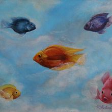 El cielo según Óscar Hahn. Un proyecto de Bellas Artes, Pintura y Pintura acrílica de Mónica Reséndez - 10.10.2020