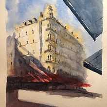 My project in Architectural Sketching with Watercolor and Ink course. Een project van Aquarelschilderen van Walaii Mac - 11.10.2020