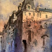 Louvre de Paris   Live sketched  via Instagram live. Een project van Aquarelschilderen van Jungkunz Thomas - 18.10.2020