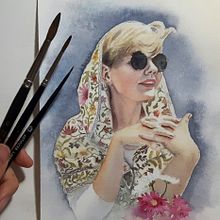 Artistic Portrait with Watercolours - my interpratation. Projekt z dziedziny Trad, c, jna ilustracja i Malowanie akwarelą użytkownika Hanna Grahm - 13.11.2020