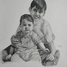 Meu projeto do curso: duas crianças. Realistic Drawing project by joaovictor77_jvf - 10.13.2020