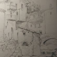 Casas de pueblo. Lápiz sobre papel. Un proyecto de Bocetado, Dibujo a lápiz y Dibujo realista de Mariana Fernández Lozano - 21.10.2020