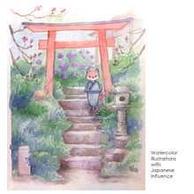 My project in Watercolor Illustration with Japanese Influence course. Un proyecto de Diseño de personajes, Ilustración infantil, Ilustración tradicional y Pintura a la acuarela de Cristina Marifosque - Tumminaro - 15.10.2020