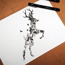 Original Deer tattoo design by @Mentiradeloro Ein Projekt aus dem Bereich Zeichnung, Tattoodesign und Traditionelle Illustration von Mentiradeloro Esther Cuesta - 15.10.2020
