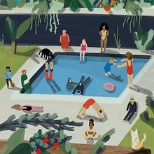 Freediving School . Ilustrație tradițională de Vera Olevskaya - 10.16.2020