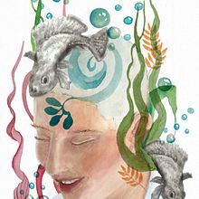 My beautiful daughter with rock cod. Digital Illustration, and Watercolor Painting project by Heather Swallow - 10.16.2020