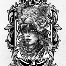 Mi Proyecto del curso: La Leona. Un progetto di Design, Design di tatuaggi, Design digitale, Illustrazione tradizionale e Illustrazione digitale di leonmatut - 16.10.2020