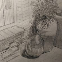 En la terraza. Lápiz sobre papel. Un proyecto de Bocetado, Dibujo a lápiz y Dibujo realista de Mariana Fernández Lozano - 21.10.2020