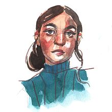 Moça (aquarela e lápis de cor) Ein Projekt aus dem Bereich Aquarellmalerei von Caroline Passos - 17.10.2020