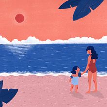 Madre, hija y mar. Traditional illustration project by Ariadna Cisternas Buenaño - 10.19.2020