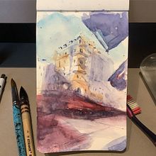 My project in Architectural Sketching with Watercolor and Ink course. Un progetto di Architettura, Disegno artistico, Teoria del colore, Illustrazione tradizionale, Pittura, Sketchbook, Bozzetti e Pittura ad acquerello di Matheus Pessoa - 20.10.2020