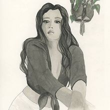 Chloe with pothos. Un proyecto de Ilustración con tinta de Rebecca Jasso - 21.10.2020