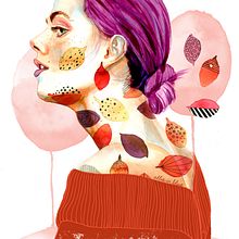 Mujer en otoño. Een project van  Portrettekening van Silvia T - 23.10.2020