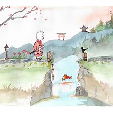 Mi Proyecto del curso: Ilustración en acuarela con influencia japonesa. Un proyecto de Ilustración tradicional e Ilustración infantil de Estela Corral Vázquez - 29.10.2020