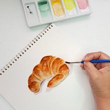 croissant en acuarela. Watercolor Painting project by Jessica Riega - 10.26.2020
