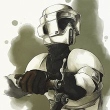 SCOUT TROOPER. Fine Arts, Character Design, Traditional illustration, Watercolor Painting, and Digital Painting project by max@ndr - 10.27.2020