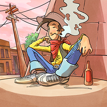 Lucky Luke fan art. Character re-interpretation exercise. Concept Art, Digital Drawing, Character Design, Traditional illustration, Digital Illustration, and Digital Painting project by Rodrigo Sevilla - 10.27.2020