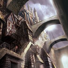 Fantasy Cityscape - mood painting [Proceso]. Un progetto di 3D, Architettura, Arte concettuale, Direzione artistica, Progettazione 3D, Illustrazione tradizionale, Illustrazione digitale e Videogiochi di Miguel Ligero Nieto - 27.10.2010