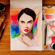Cara Delevingne portrait. Un proyecto de Bellas Artes de Célio Cardoso - 28.10.2020