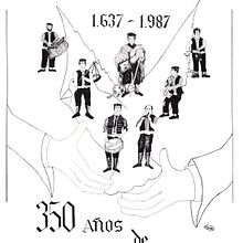 Cartel conmemorativo del 350 aniversario de la independencia de Mecerreyes. Un proyecto de Dibujo anatómico, Diseño de carteles y Diseño de personajes de Marcos González González - 31.10.2020