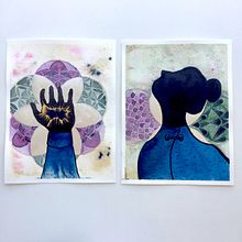 "Conexión", Díptico para el curso "Creación de paletas de color con acuarela" (A.V.Calderón). Un proyecto de Pintura a la acuarela de Caro Rob P. - 01.11.2020