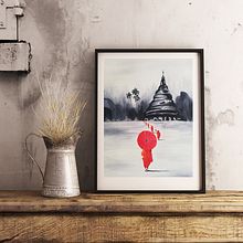 Ilustración budista. Chian Mai. Acuarela . % Danae Remon tarafından hazırlanan Geleneksel illüstras, Ve on projesi - 11.02.2020