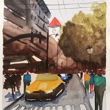 Mi Proyecto del curso: Paisajes urbanos en acuarela. Un proyecto de Pintura a la acuarela de marinapaje - 03.11.2020