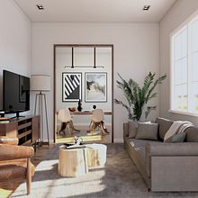 AIRBNB LIVING ROOM. Un proyecto de 3D, Arquitectura y Arquitectura interior de Rafaela Gelatti Senna - 04.11.2020
