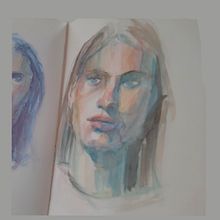 Mi Proyecto del curso: Retrato artístico en acuarela. Fine Arts, Drawing, Portrait Drawing, Painting, and Watercolor Painting project by Palma Mendoza González - 11.05.2020